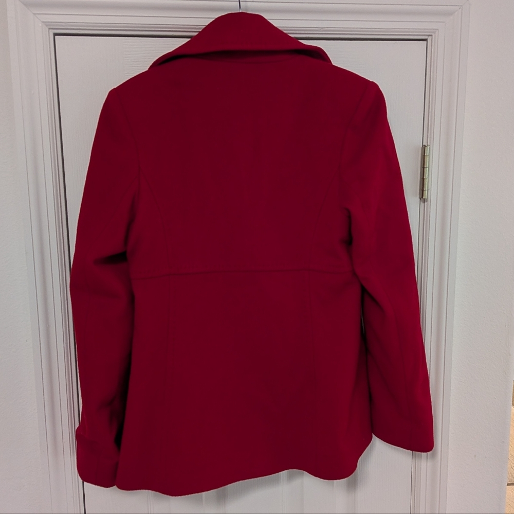 Fleurette Red Double-Breasted Pea Coat - Picture 4 of 13